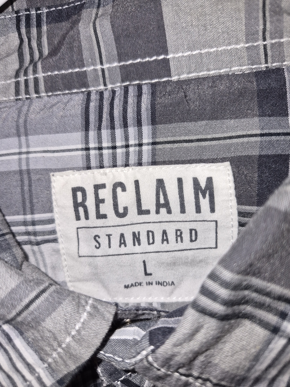 Reclaimed Vintage Black & White Plaid Button-Down Shirt - Picture 3 of 5